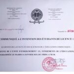 COMMUNIQUE DE MONSIEUR LE DOYEN A L’ATTENTION DES ÉTUDIANTS DE LICENCE 1